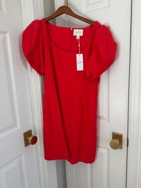 Lilly Pulitzer Bright Red Square-Neck Textured Dress